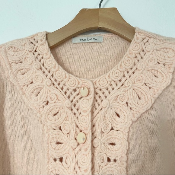 Cottagecore vintage knit sweater pink M - Picture 2 of 8